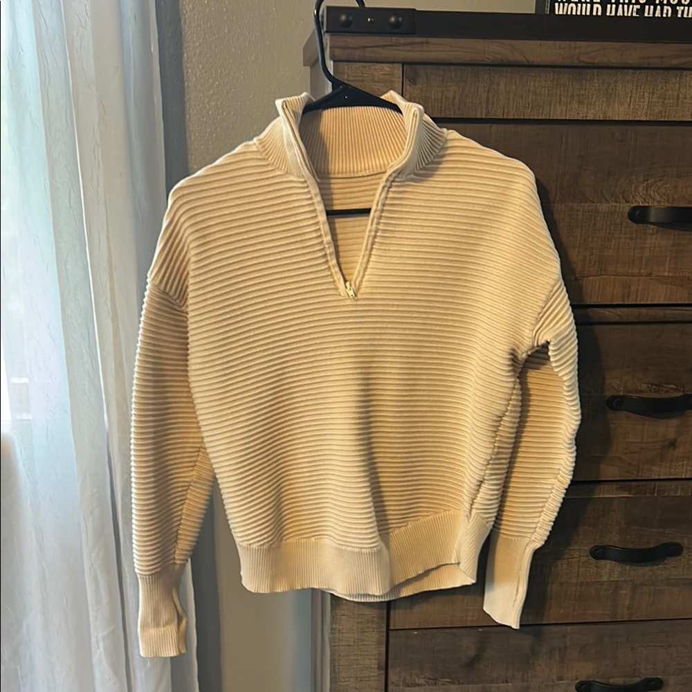 Cream Ribbed Women’s Sweater
